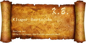 Kluger Bertolda névjegykártya